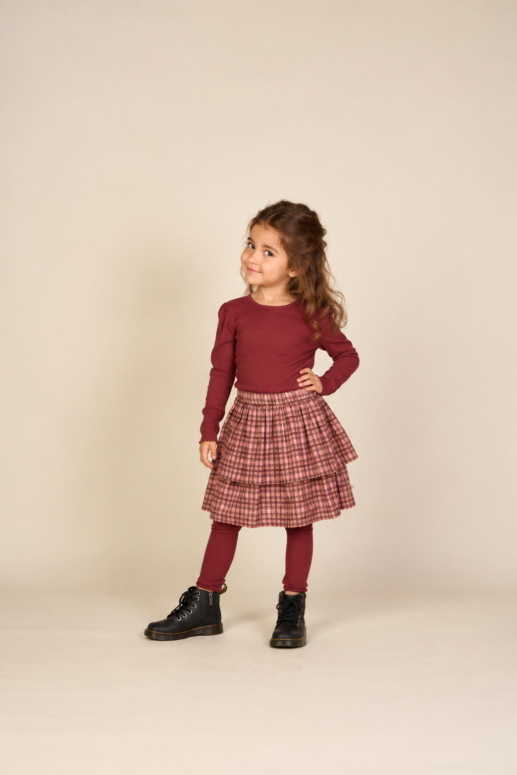 Ribbed Modal-Blend Long-Sleeve T-Shirt - Kids - Bordeaux | 101561 Lottie