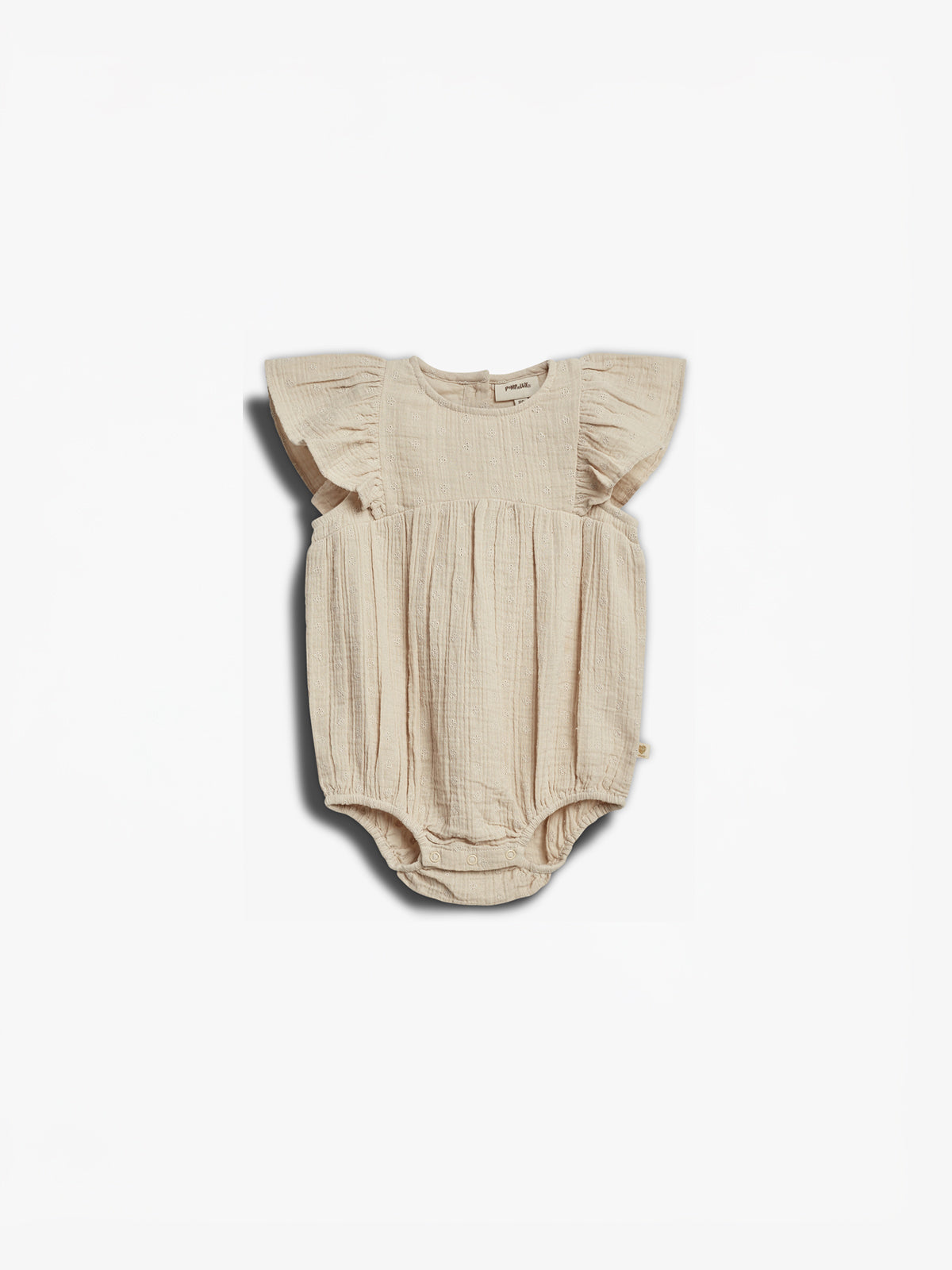 Muslin Butterfly-sleeve Romber with Embroidery - Light Beige | 100247 Ella