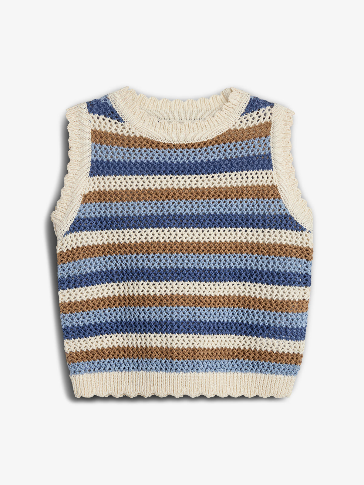 Striped Open-knit Top - Blue | 100274 Mary