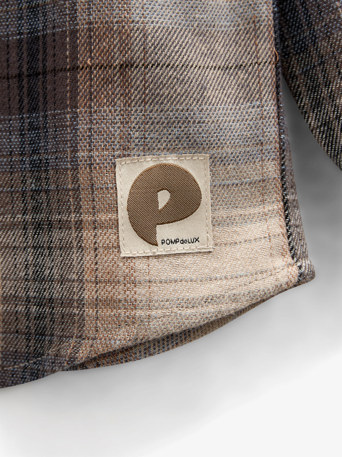 Checked Flannel Shirt with Rib Cuff - Kids - Brown Navy Check | 100529 Henry