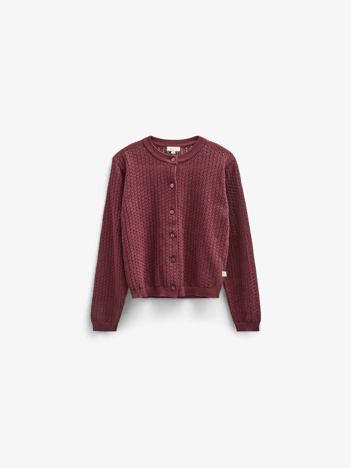 Cotton Pointelle Cardigan - Kids - Burgundy | 100685 Esme