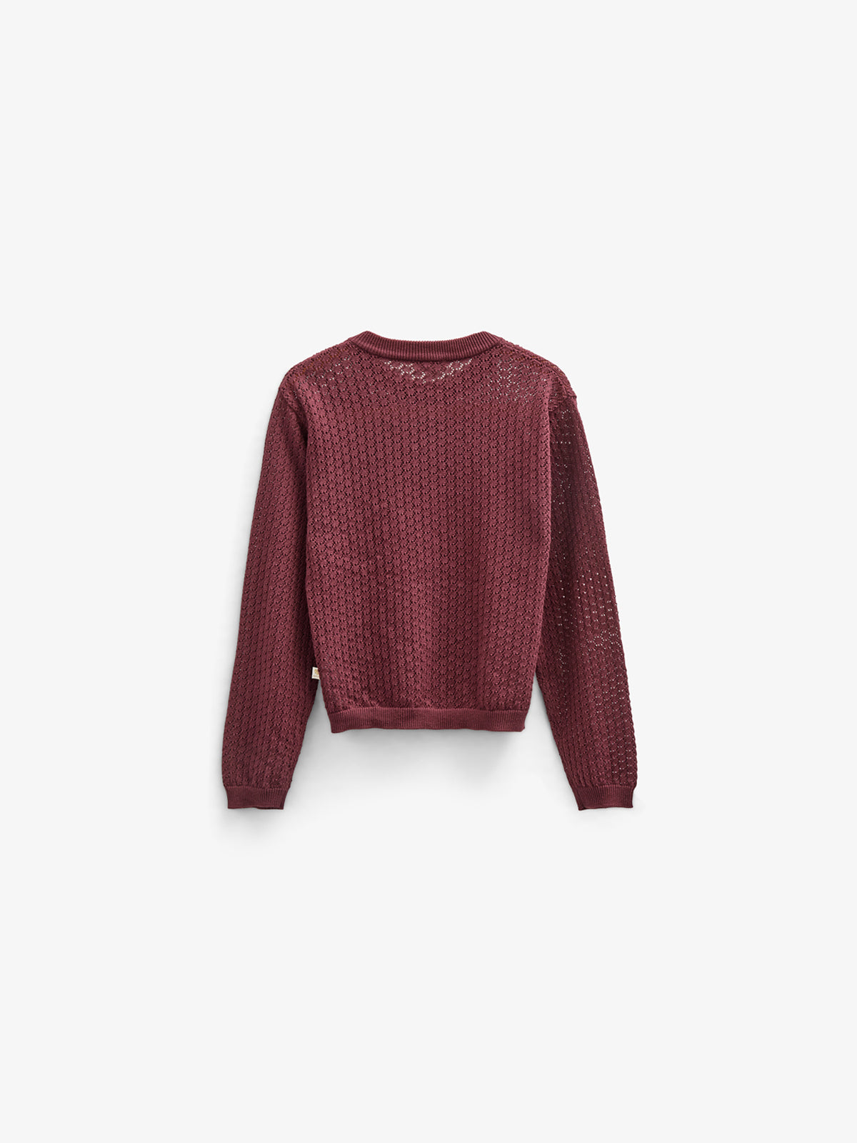 Cotton Pointelle Cardigan - Kids - Burgundy | 100685 Esme