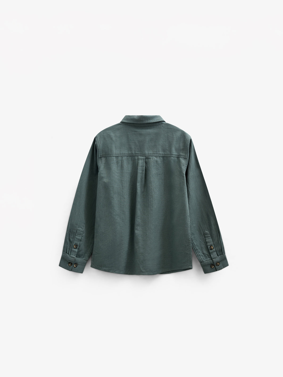 Herringbone Woven Cotton Shirt - Tween - Dark Dusty Green | 100805 Edward