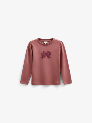 Long Sleeve  T-shirt w. Front Print - Tween - Old Rose | 100847 Kendell