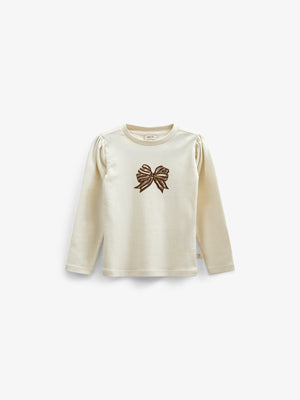 Long Sleeve  T-shirt w. Front Print - Tween - Off White | 100849 Kendell