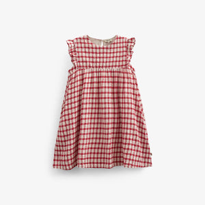 Checked Cotton Dress - Kids - Cherry Red | 100904 Bonnie