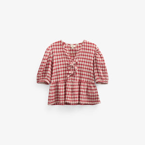 Checked Cotton Blouse - Tween - Cherry Red | 100909 Bonnie