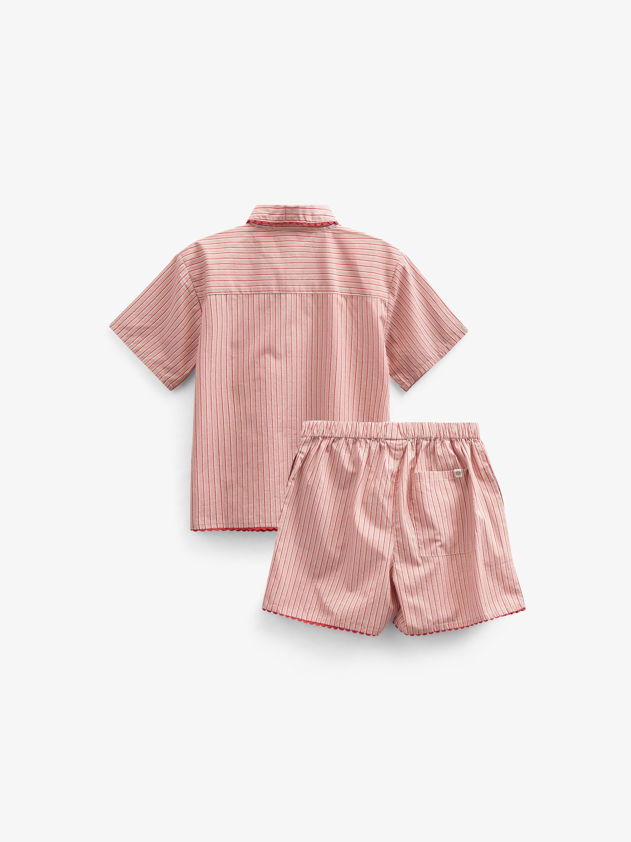 Striped Poplin Shirt and Shorts Set - Tween - Old Rose/Cherry Red | 100947 Olivia