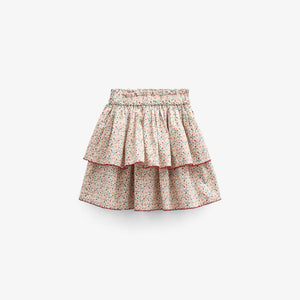 Flower Printed Poplin Frill Skirt - Tween - Rose | 100953 Poppy