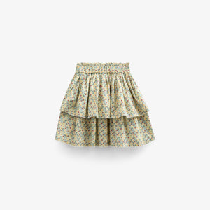 Flower Printed Poplin Frill Skirt - Kids - Green | 100954 Poppy