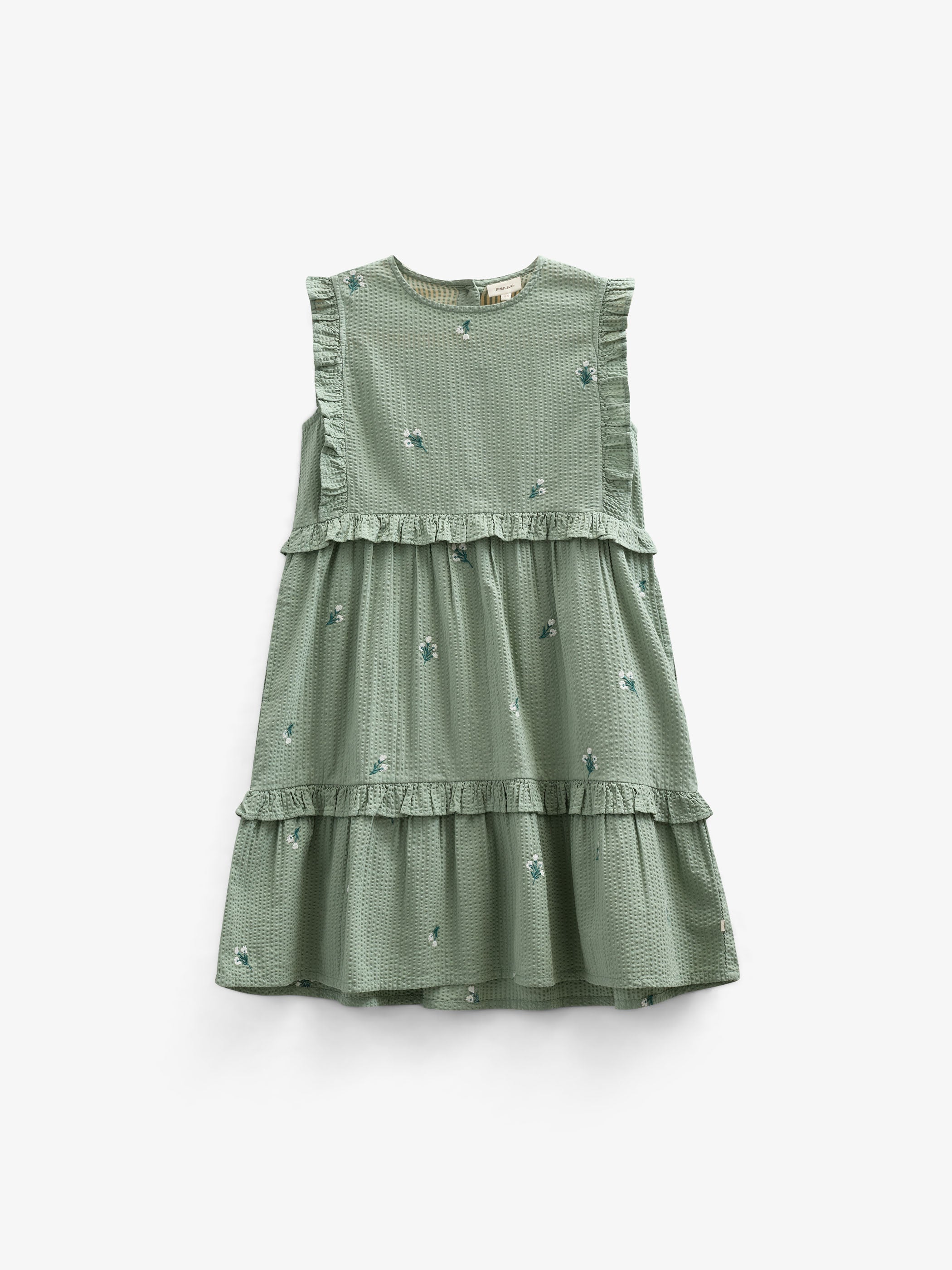 Embroidered Seersucker Dress - Kids - Dusty Green | 100976 Nora