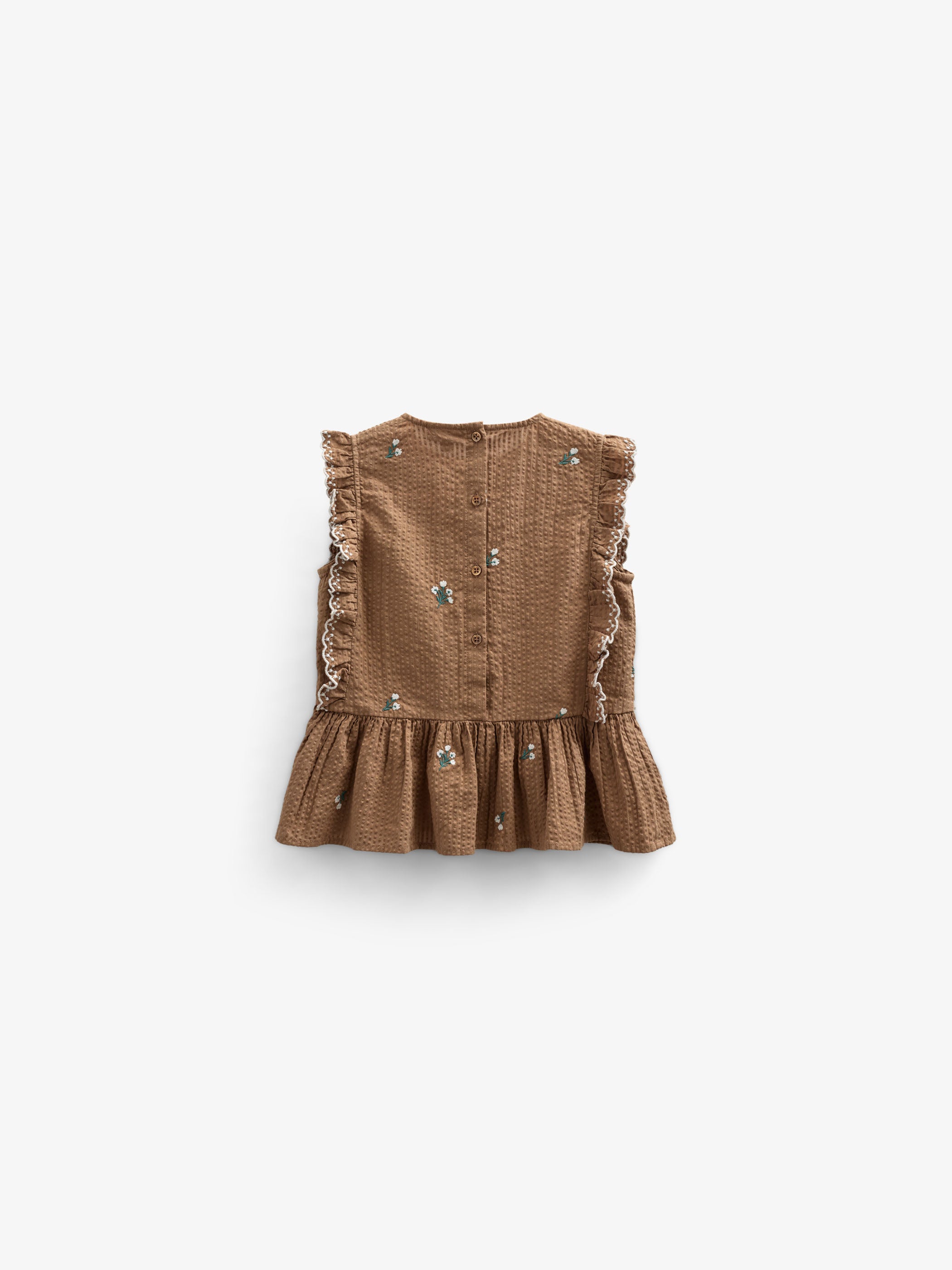 Embroidered Seersucker Top - Kids - Coconut | 100982 Nora