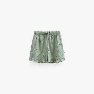 Embroidered Seersucker Shorts - Tween - Dusty Green | 100985 Nora