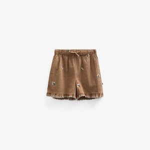 Embroidered Seersucker Shorts - Tween - Coconut | 100987 Nora