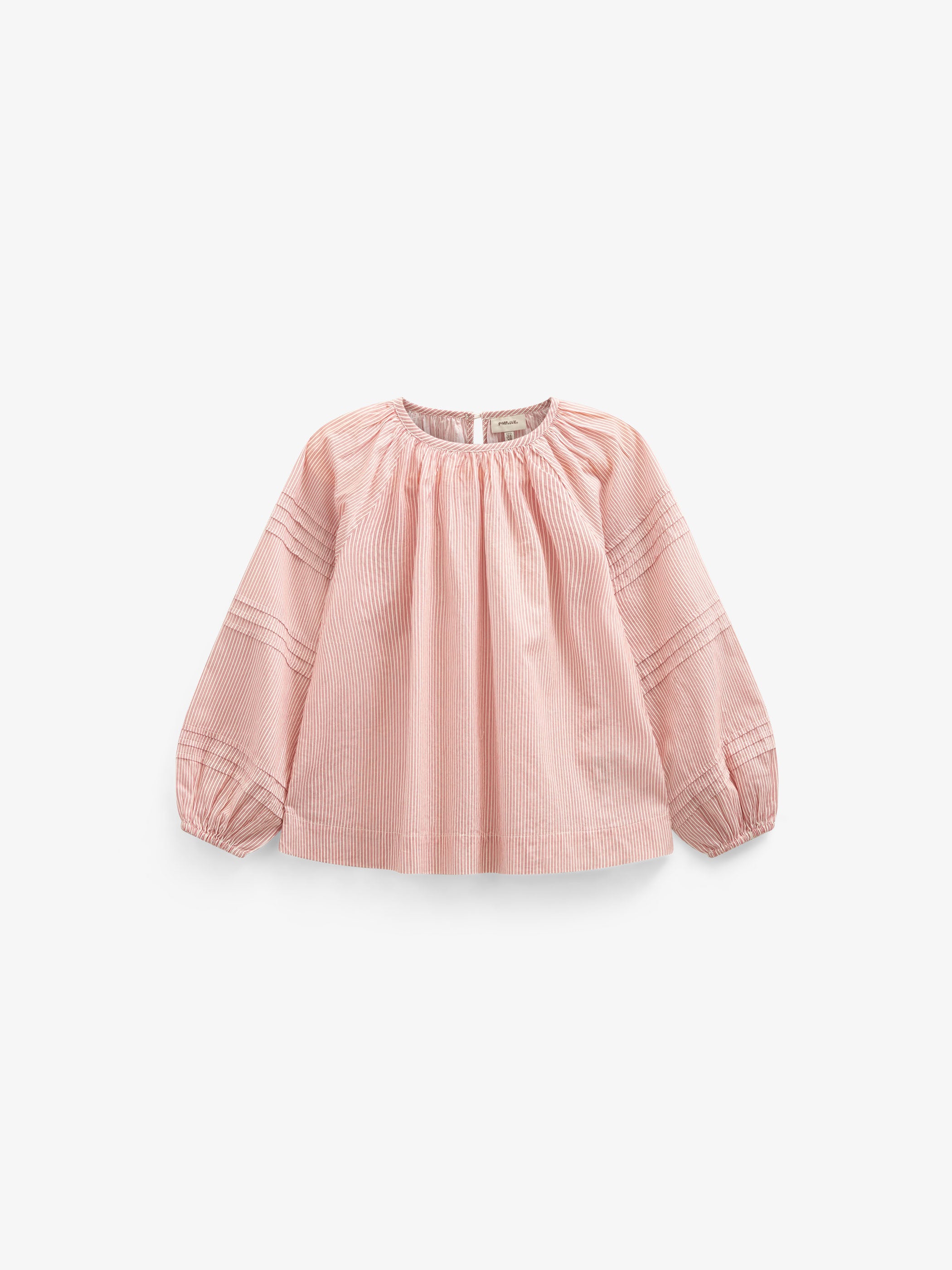 Long Sleeve Striped Blouse - Kids - Offwhite/Cherry Red | 100990 Willa