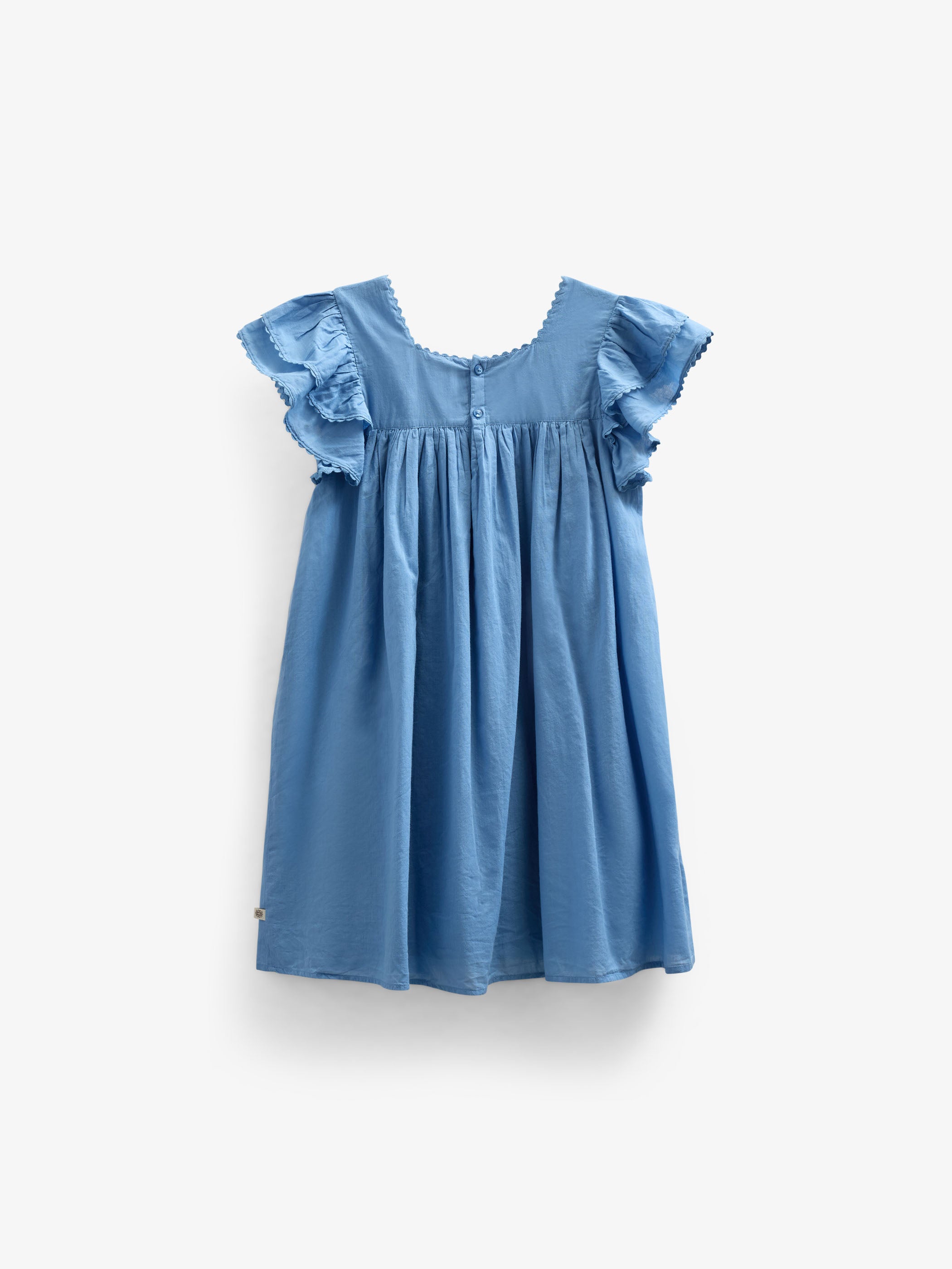 Cotton Dress with Ric Rac Frill - Tween - Dusty Blue | 101067 Alma