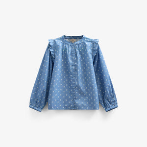 Printed Poplin Shirt Blouse - Tween - Dusty Blue | 101087 Camilla