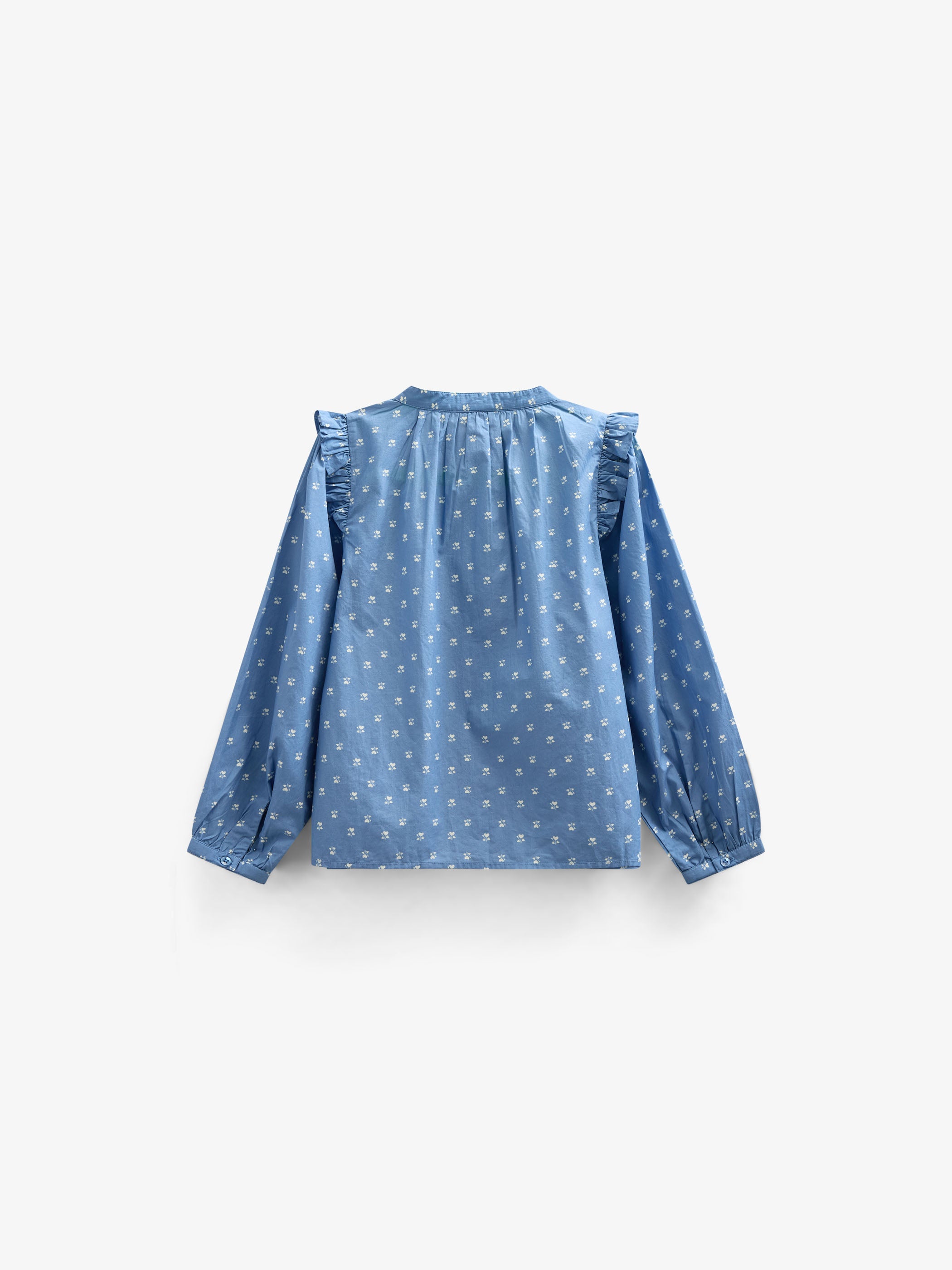 Printed Poplin Shirt Blouse - Kids - Dusty Blue | 101056 Camilla
