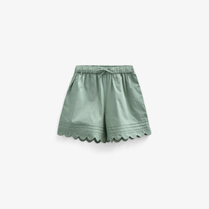 Poplin Shorts with Scallop Edge - Tween - Dusty Green | 101076 Joy