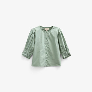 Poplin Blouse with Scallop Edge - Kids - Dusty Green | 101047 Joy