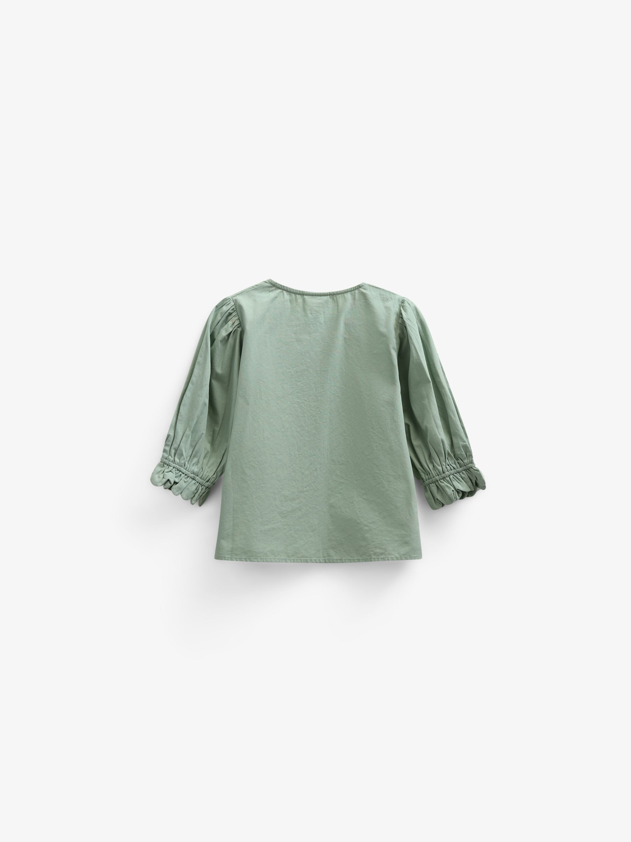 Poplin Blouse with Scallop Edge - Kids - Dusty Green | 101047 Joy