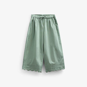 Poplin Trouser with Scallop Edge - Tween - Dusty Green | 101080 Joy