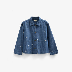 Embroidered Light Denim Shirt Jacket - Tween - Blue Denim | 101082 Isabella