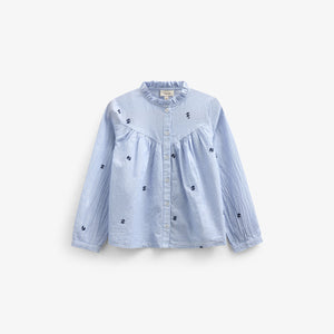Embroidered Chambrey Shirt - Tween - Light Blue | 101091 Rose