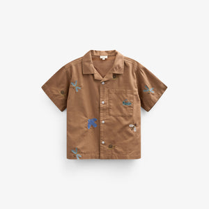 Embroidered Short Sleeve Cotton Shirt - Tween - Coconut | 101097 Erik