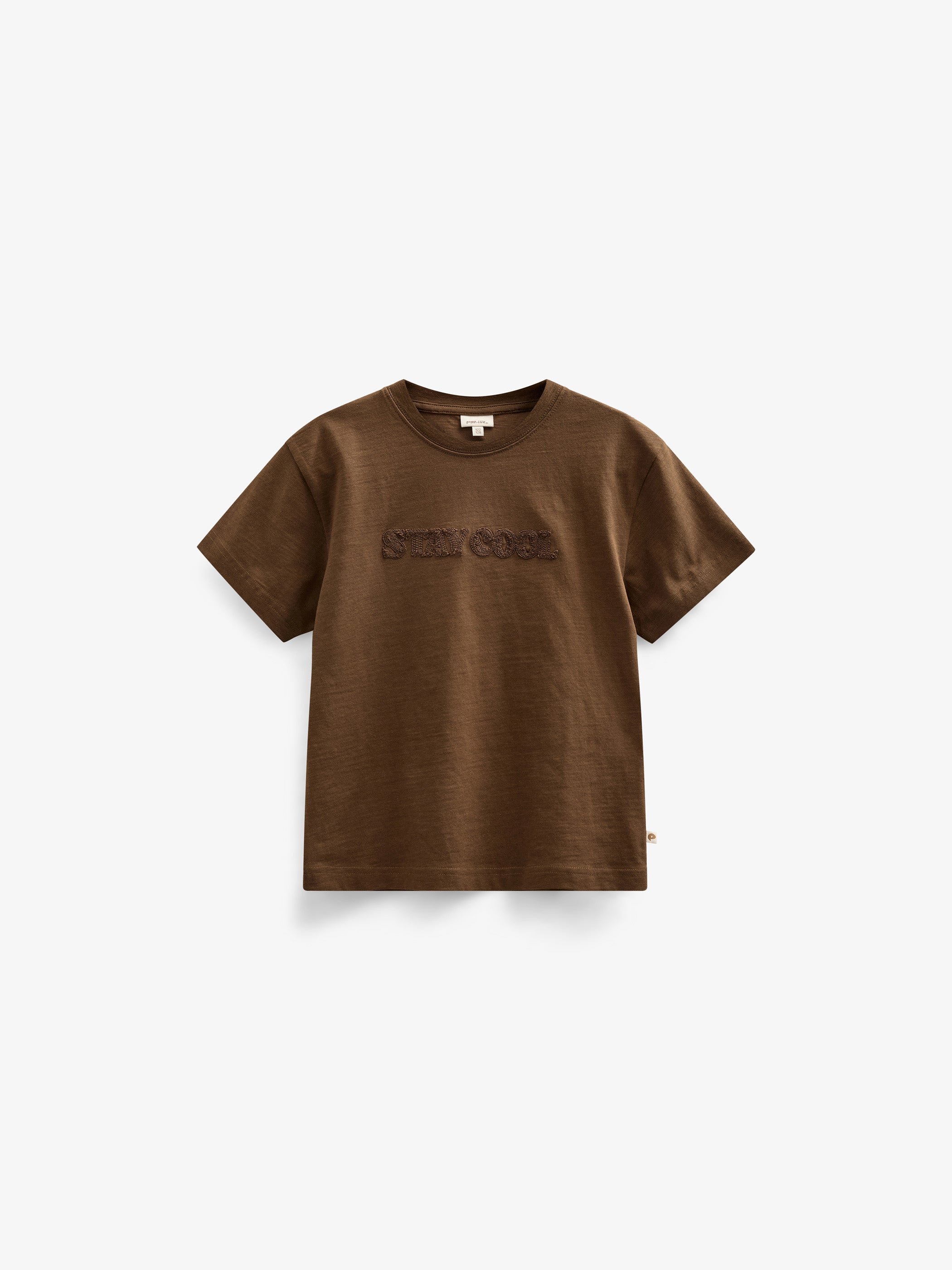 Slub jersey Embroidery T-shirt - Kids - Dark Brown | 101157 Villum