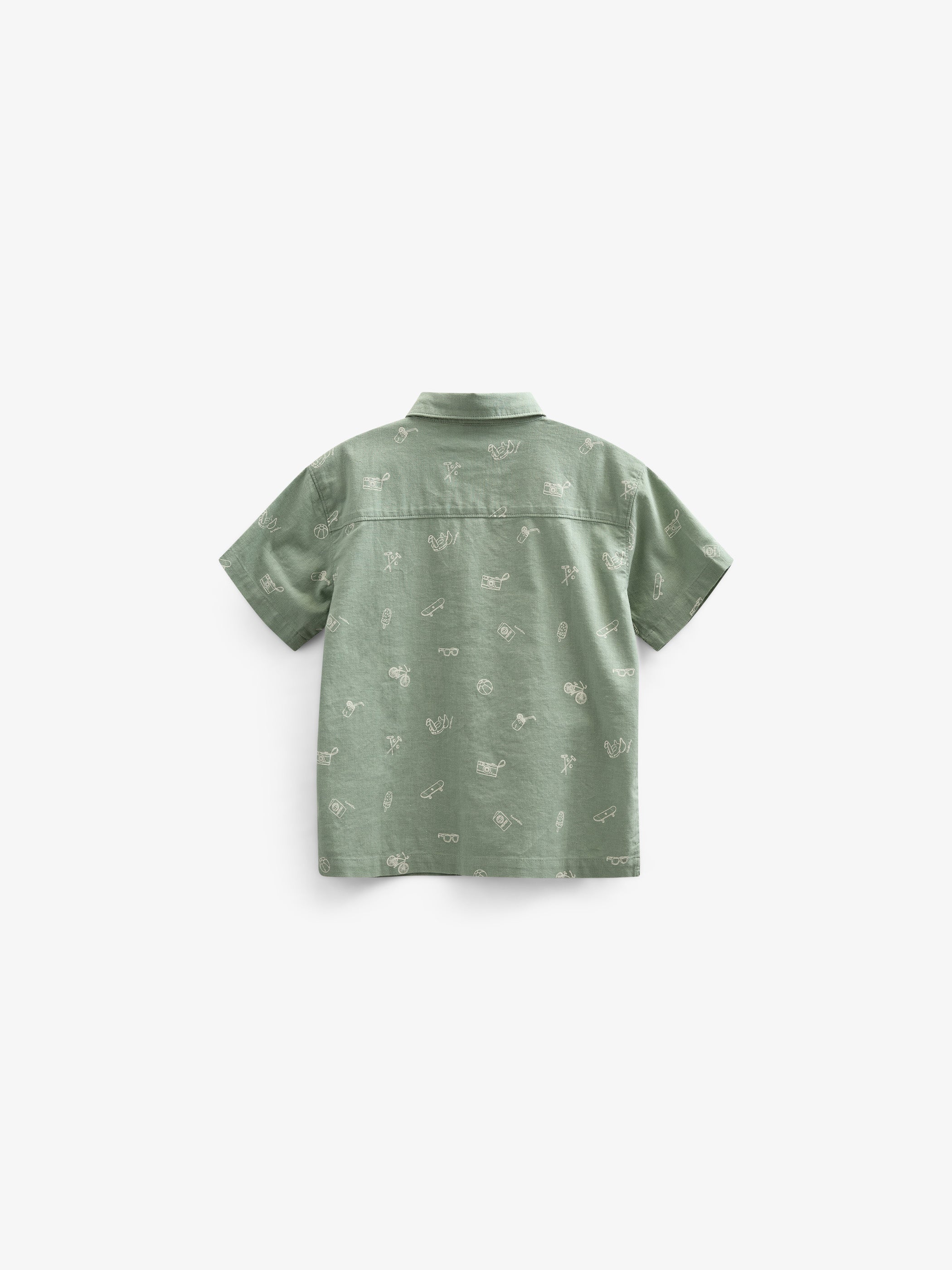Printed Linen Mix Shirt - Kids - Dusty Green | 101165 William
