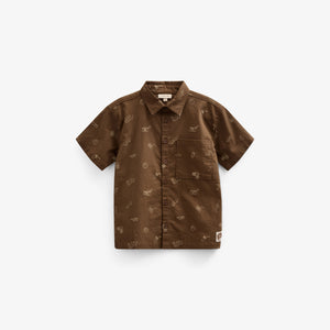 Printed Linen Mix Shirt - Tween - Dark Brown | 101168 William
