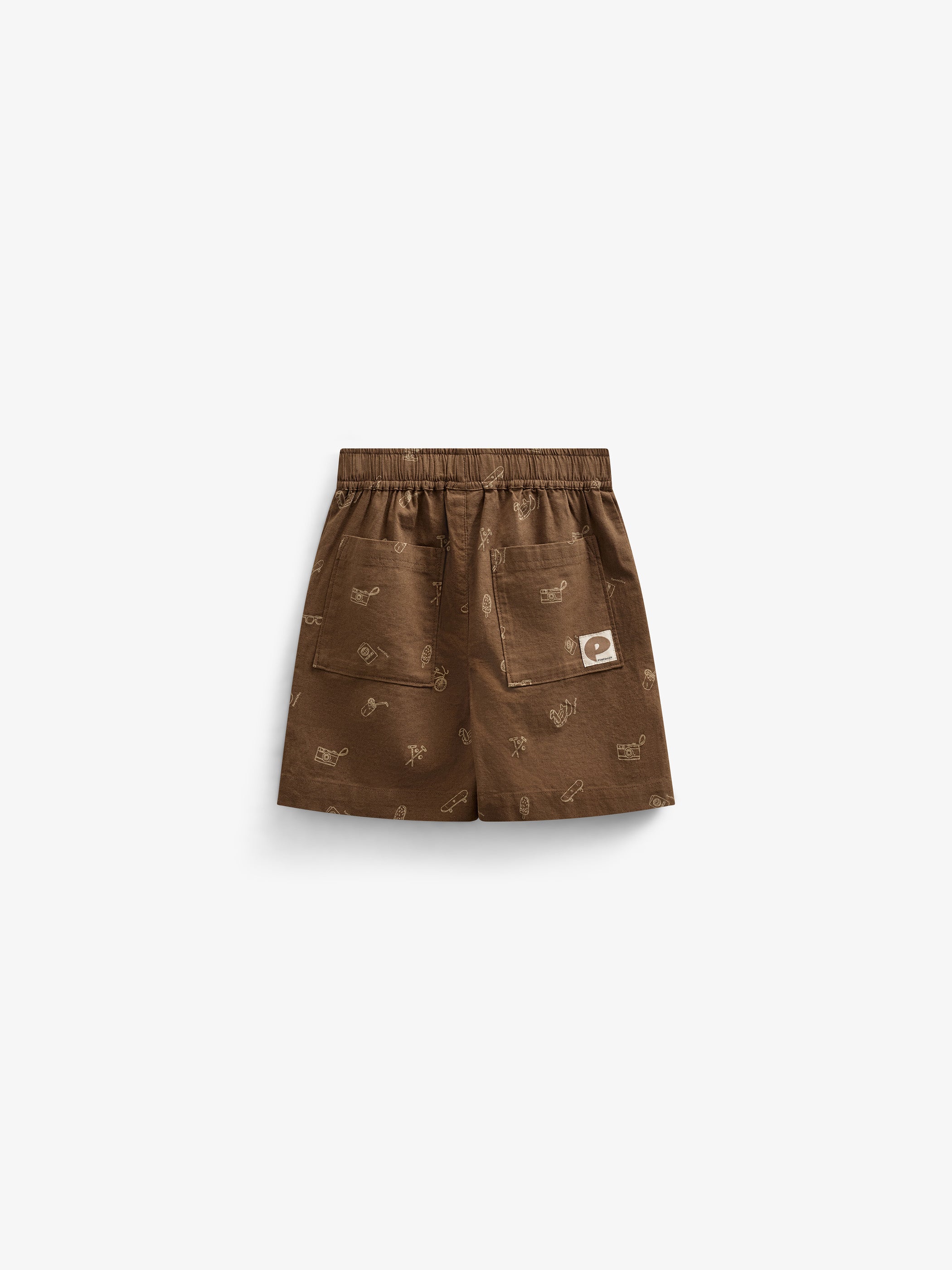 Printed Linen Mix Shorts - Kids - Dark Brown | 101171 William