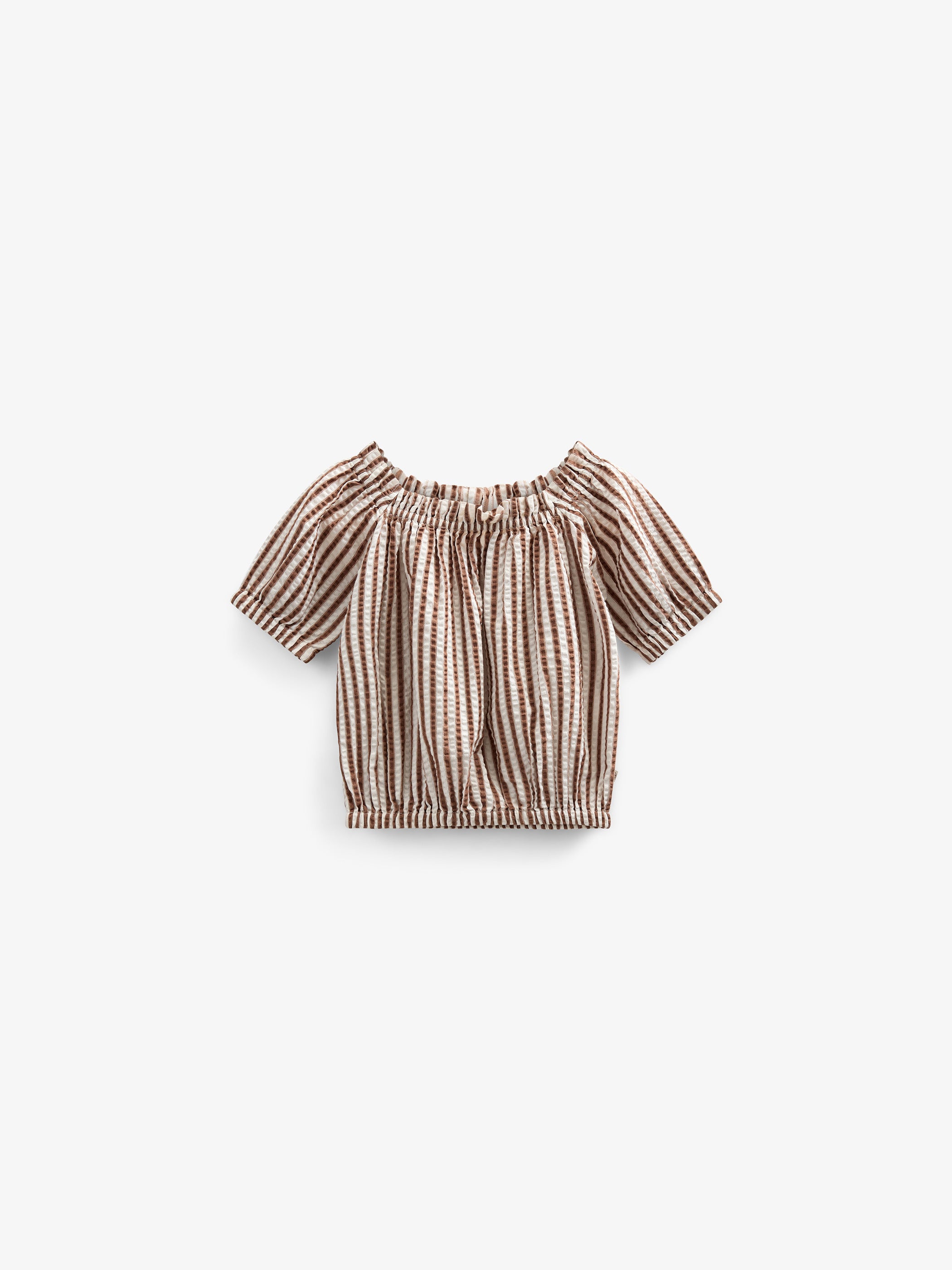 Striped Seersucker Top - Tween - Brown | 101192 Nadia