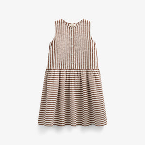 Striped Seersucker Dress - Kids - Brown | 101195 Nadia