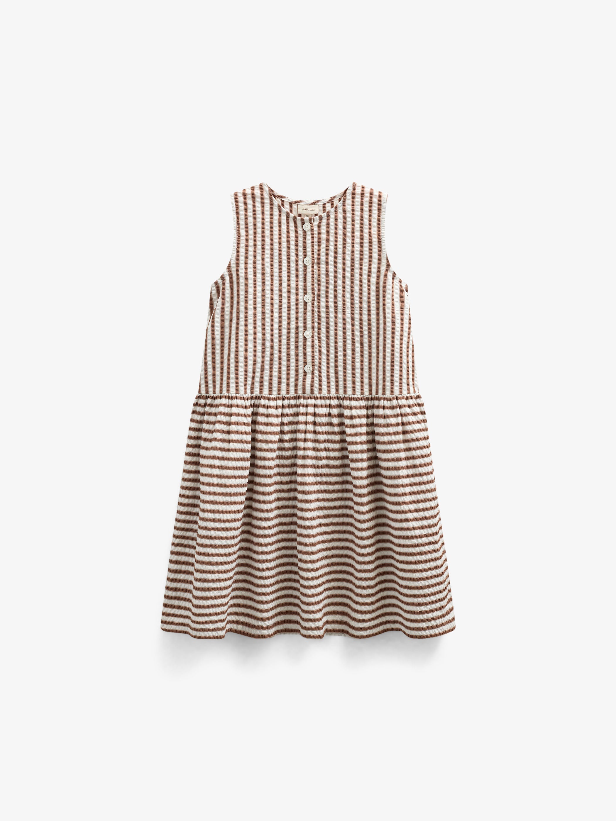 Striped Seersucker Dress - Tween - Brown | 101196 Nadia