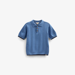 Blue knitted Polo - Kids - Dusty Blue | 101243 Dylan