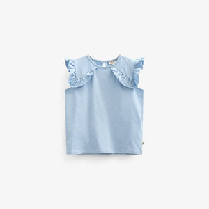 Frill Jersey Top - Kids - Powder Blue | 101267 Selma