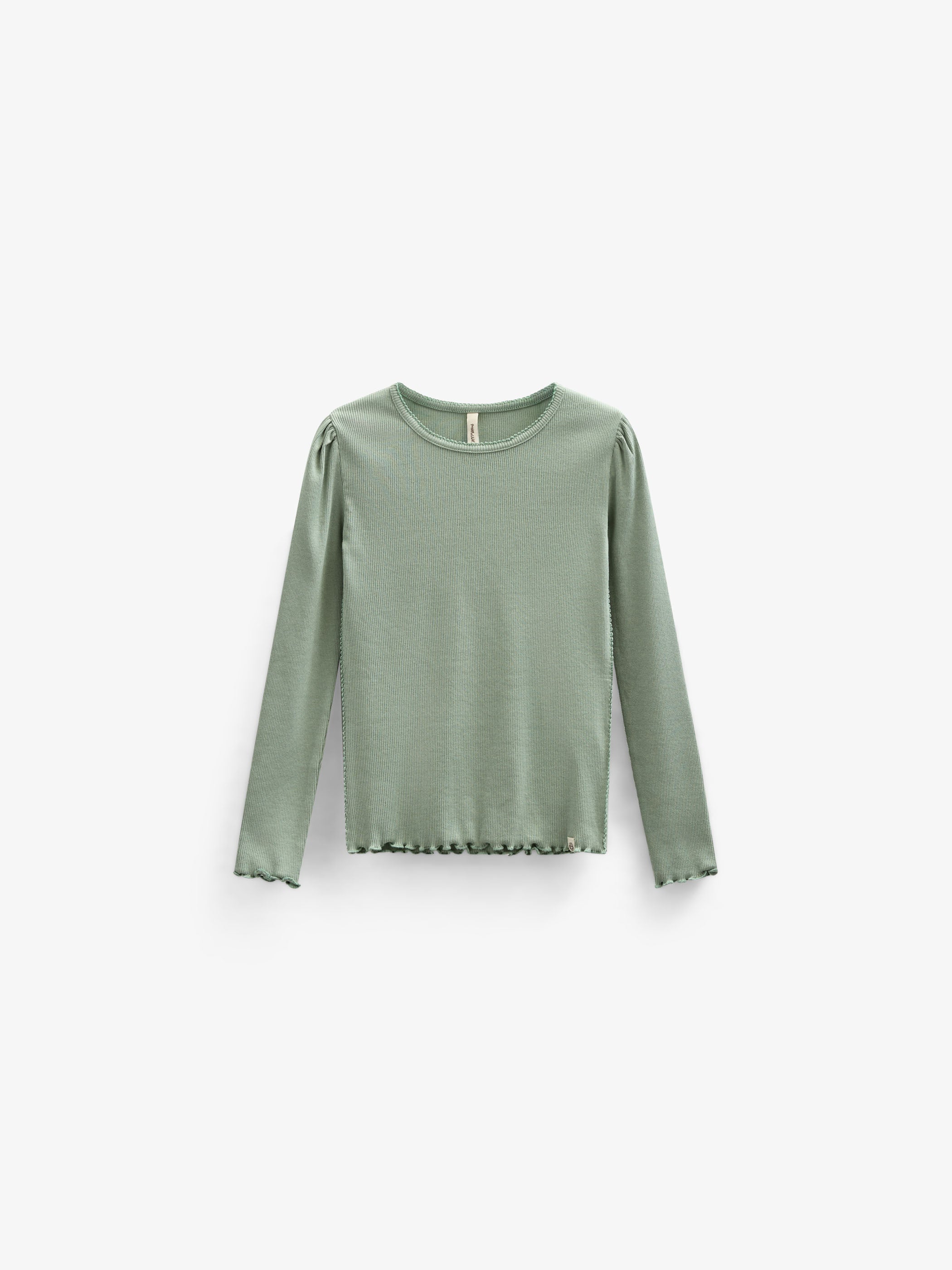 Modal Rib Long Sleeved T-shirt - Kids - Dusty Green | 101310 Lottie