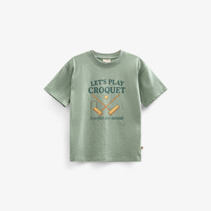 Croquet T-shirt - Kids - Light Green Melange | 101338 Vincent