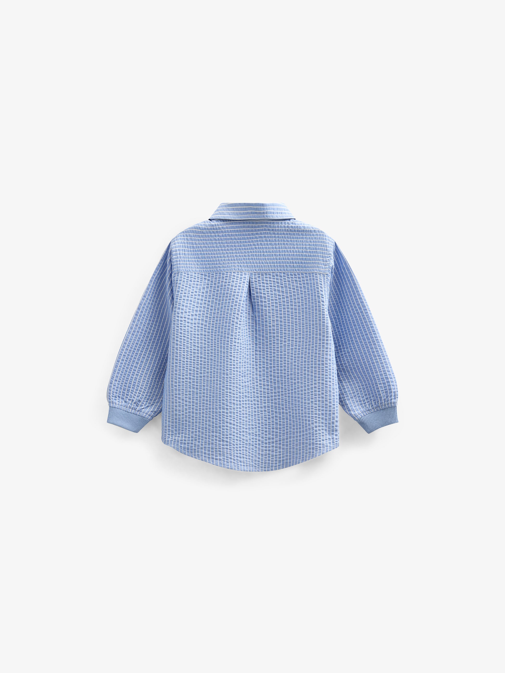 Striped Seersucker Shirt with Rib Cuff - Kids - Blue Stripe | 101348 Patrick