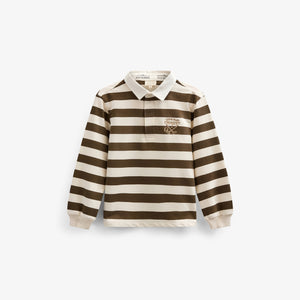Striped Polo Sweatshirt - Tween - Dark Brown/Offwhite | 101398 Marco