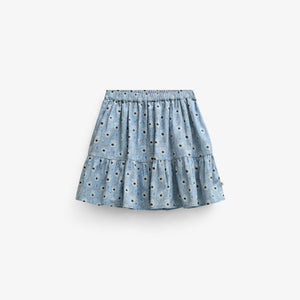 Floral Cotton Skirt - Kids - Blue/Brown | 101431 Nova
