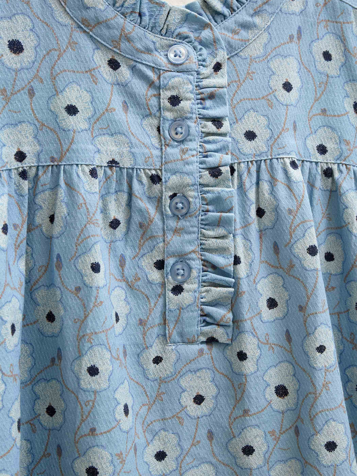Floral Cotton Blouse - Tween - Blue/Brown | 101436 Nova