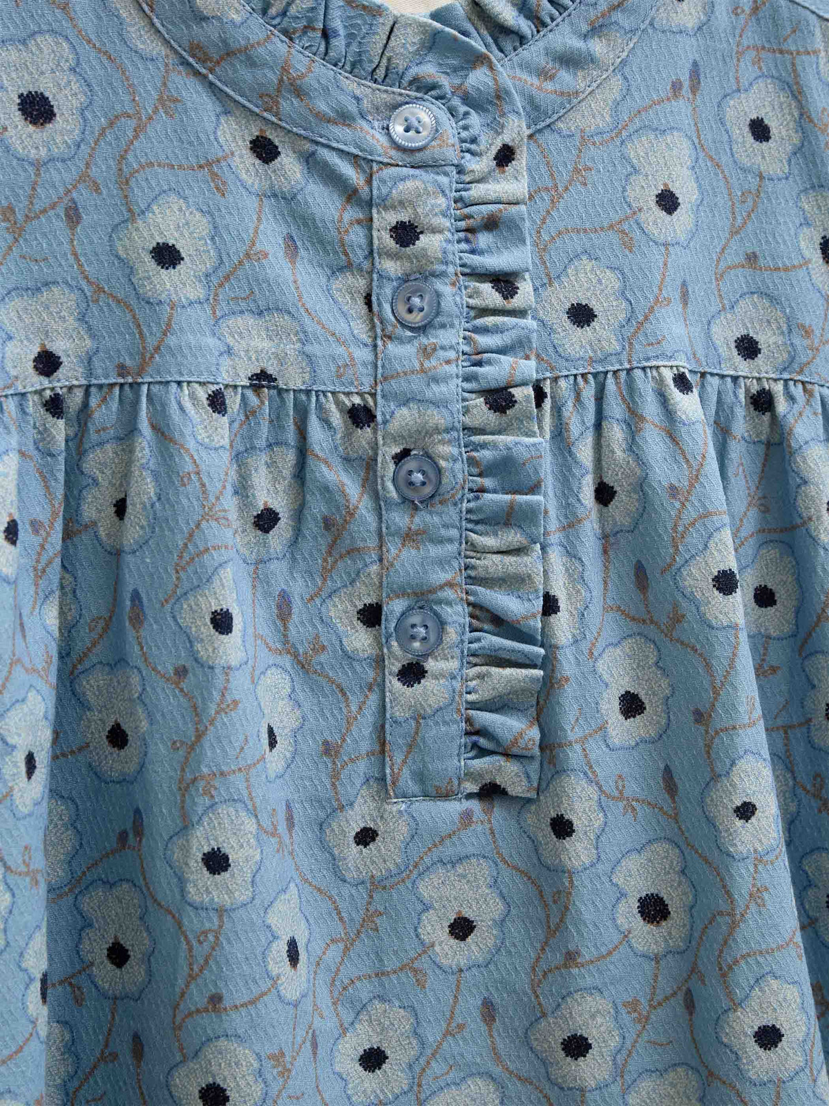 Floral Cotton Blouse - Tween - Blue/Brown | 101436 Nova