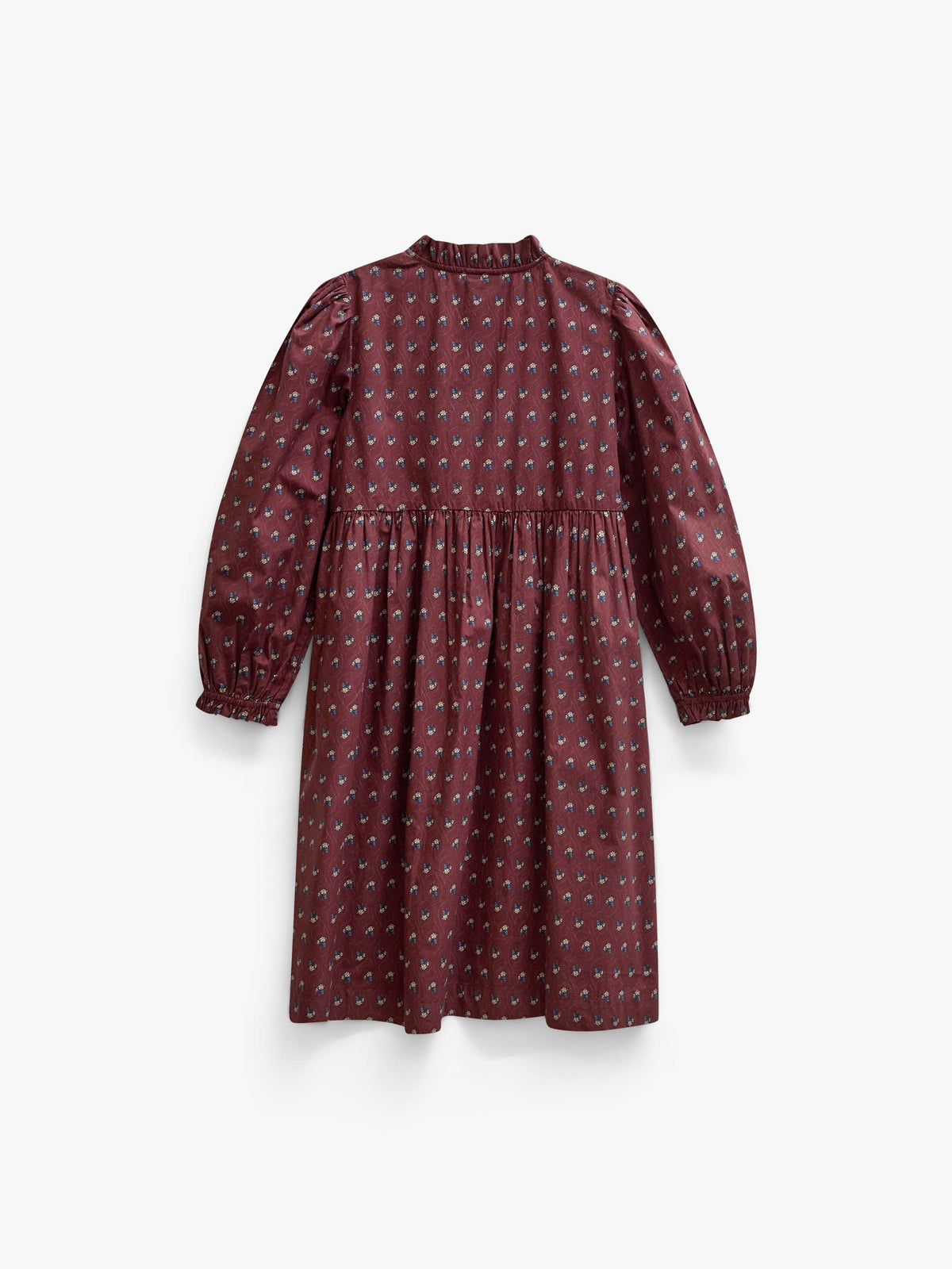 Frill Placket Poplin Dress - Tween - Bordeaux Flowerprint | 101439 Julia