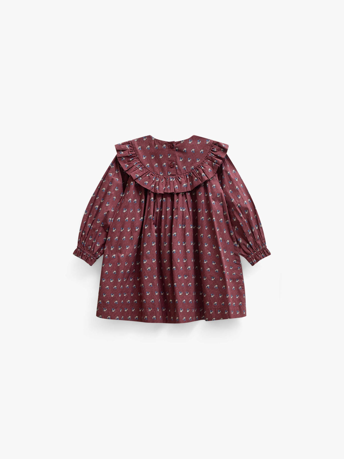 Ruffle Yoke Poplin Dress - Kids - Bordeaux Flowerprint | 101442 Julia