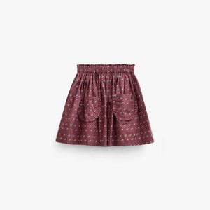 Frill Pocket Poplin Skirt - Tween - Bordeaux Flowerprint | 101448 Julia