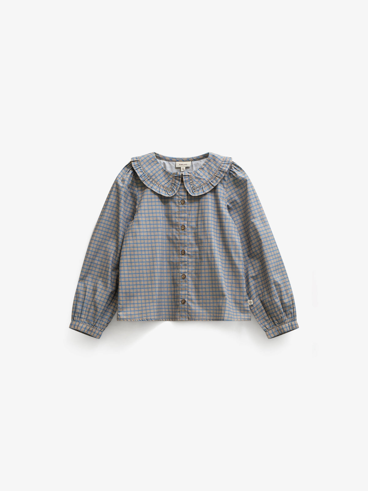 Frill Collar Poplin Blouse - Tween - Blue Check | 101452 Julia