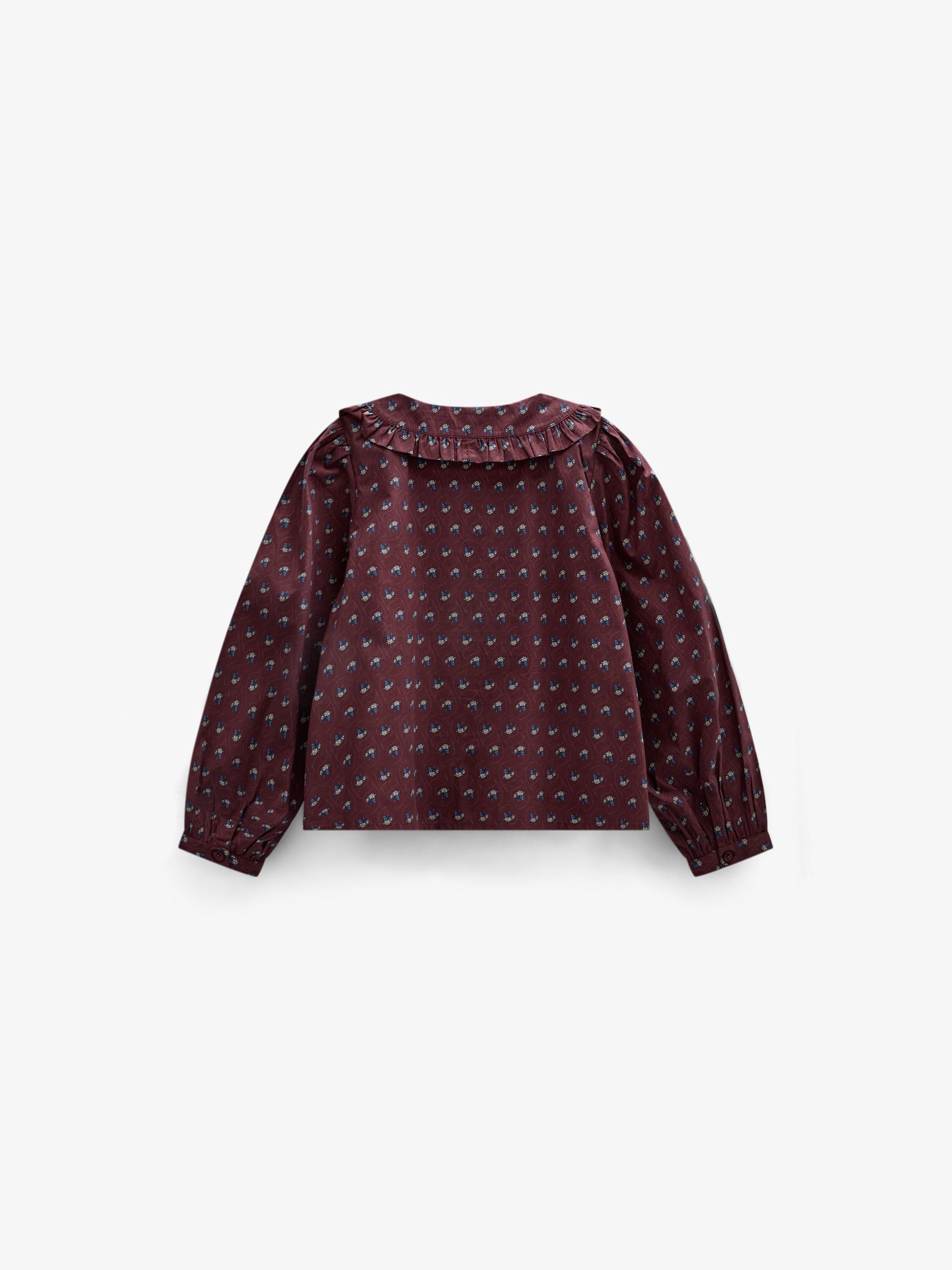 Frill Collar Poplin Blouse - Tween - Bordeaux Flowerprint | 101454 Julia
